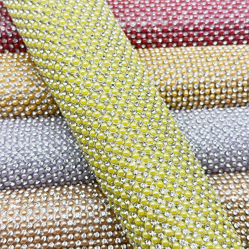 New Fashion Pearl Diamond Rhinestone Sheet Colorful Hot Fix Crystal Size 24*40cm For Dress And Shoes Decoration