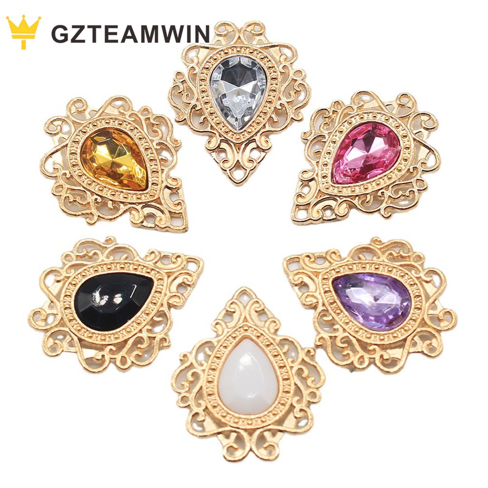 Wholesale Hot Sale Luxury Acryl Alloy High Class Croc Shoe Charms Decorations Multicolor Water Drop Rhinestone Accessories