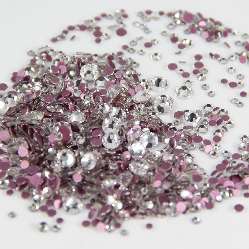 1440PCS Red Back Glass Rhinestone Non Hot Fix Strass Applique Decoration Mix Size Rhinestone