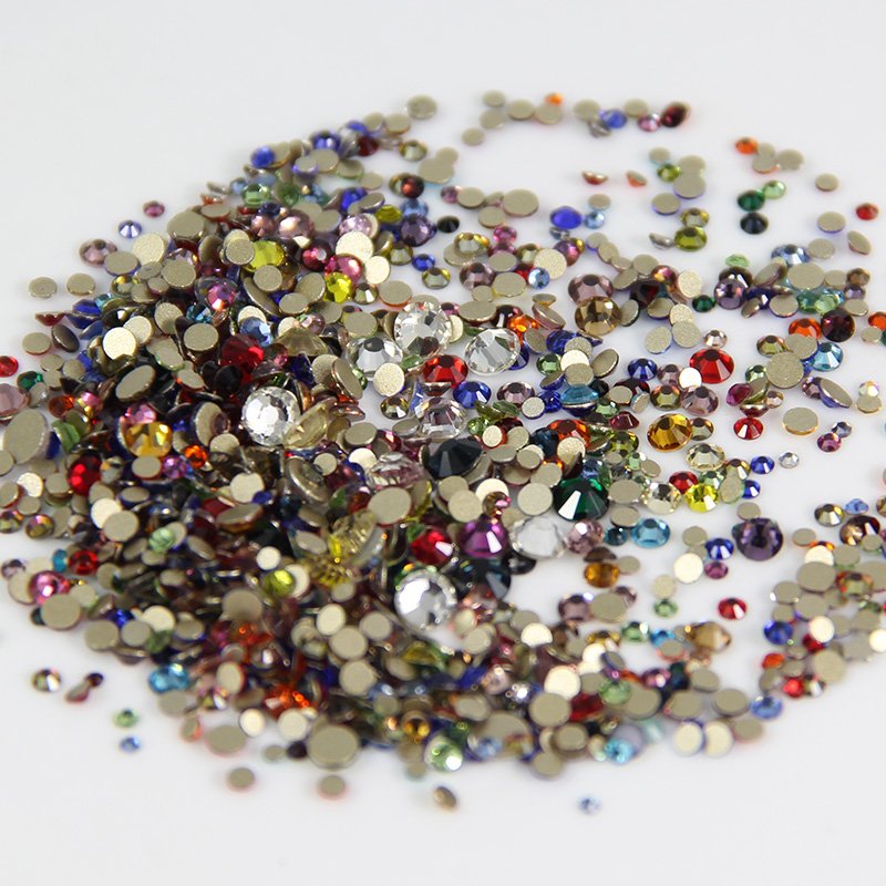 1440PCS Red Back Glass Rhinestone Non Hot Fix Strass Applique Decoration Mix Size Rhinestone