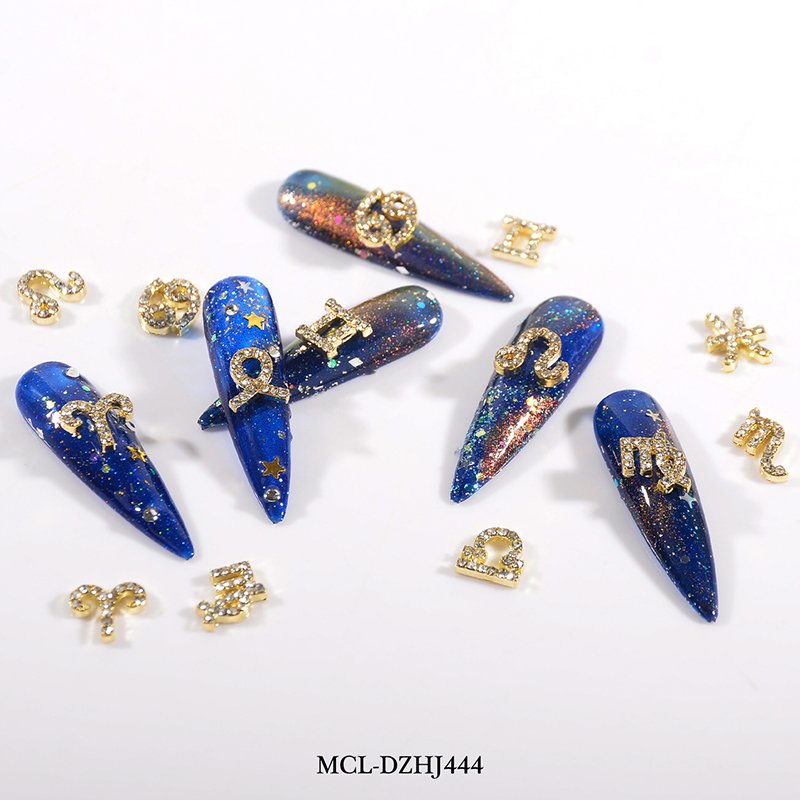 12 Constellation Zircon Nail Art Decoration 3D Aries/Leo Design Strass Stone Crystal Rhinestones Metal Nails Manicure charms
