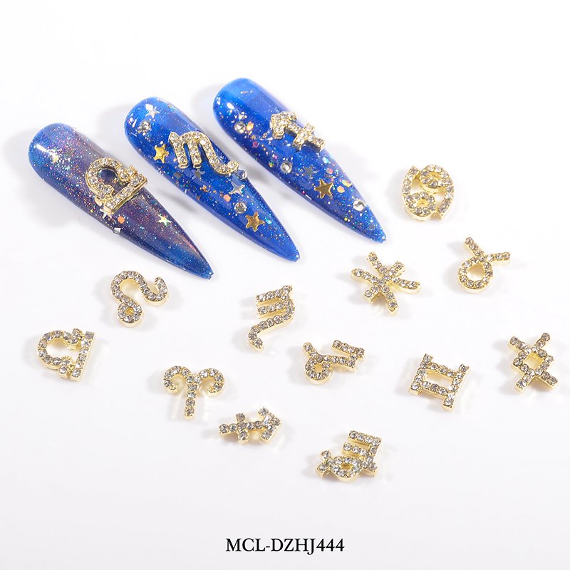 12 Constellation Zircon Nail Art Decoration 3D Aries/Leo Design Strass Stone Crystal Rhinestones Metal Nails Manicure charms
