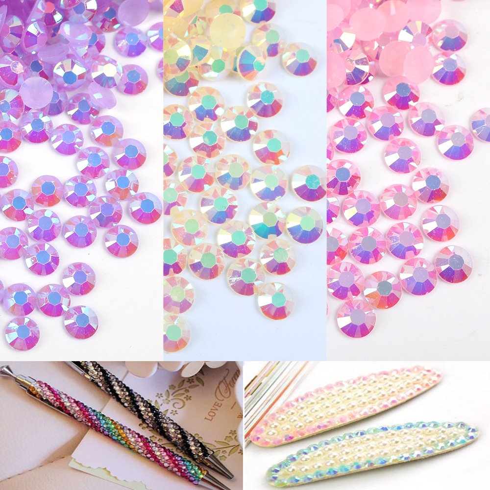 Yantuo Crystal 2mm 3mm 4mm 5mm 6mm Jelly Resin Rhinestones AB Wholesale Bulk Package Flat back Non Hot fix For decoration