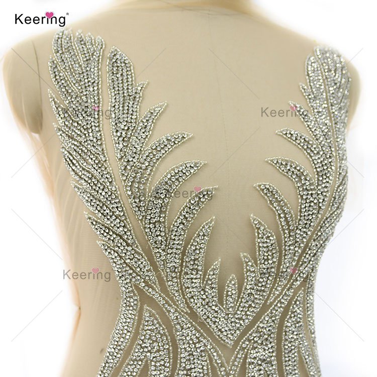 WDP-368 Keering sparkry prom queen sew on crystal beads christmas diamond dress panel rhinestone applique ss16