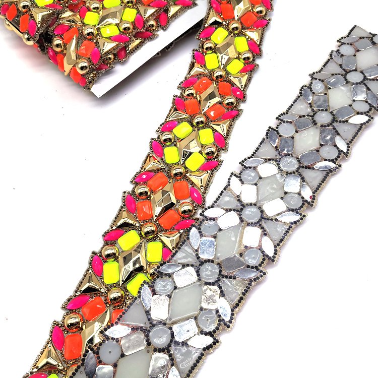 Factory Customized Orange Iron on Trim Carnival Costume Jewelry Hot Fix Resin Rhinestone Appliques Trimming