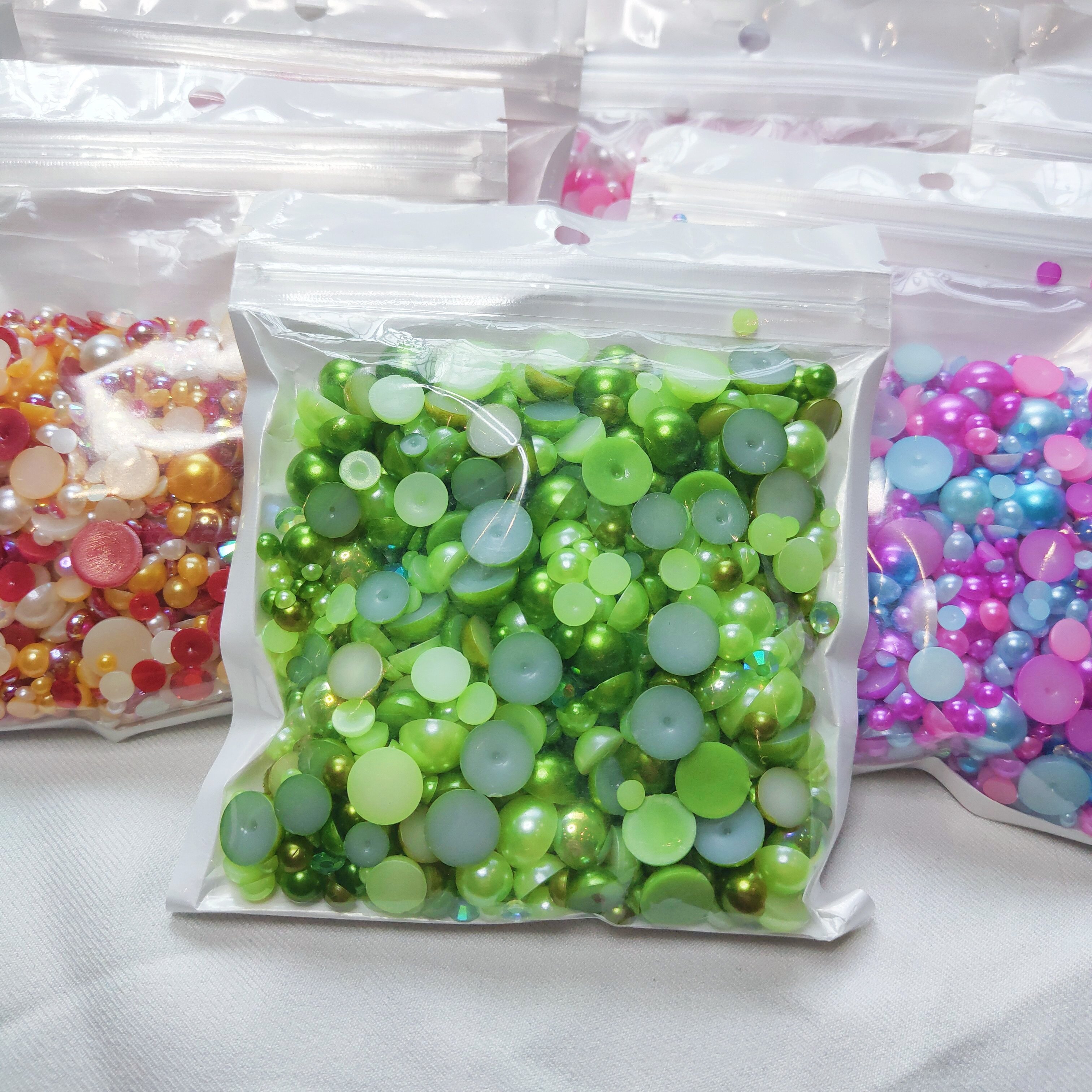 Mix Size Colorful Flat Back Pearls Rhinestone Applique Half Round Beads Flatback Pearls For Decoration