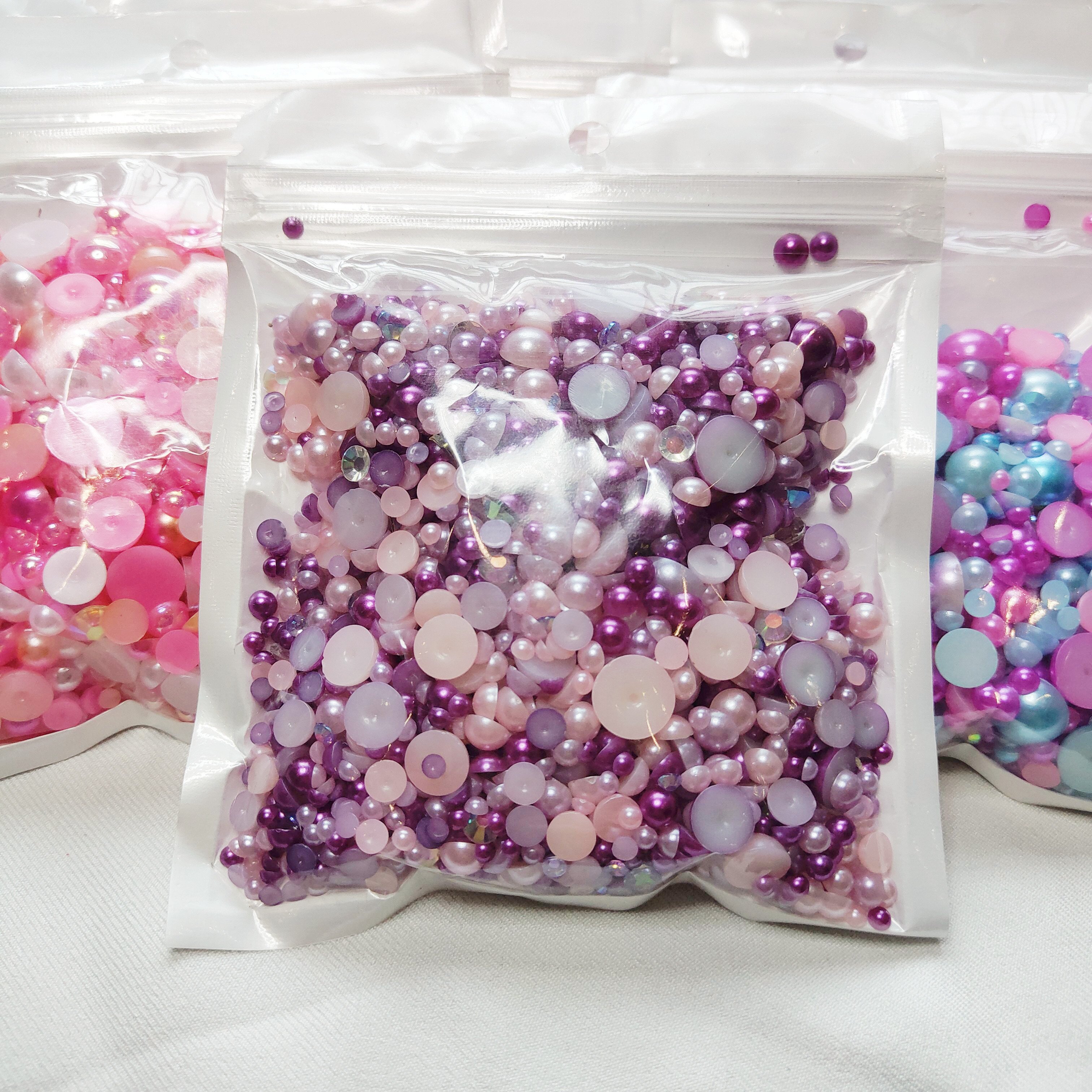 Mix Size Colorful Flat Back Pearls Rhinestone Applique Half Round Beads Flatback Pearls For Decoration