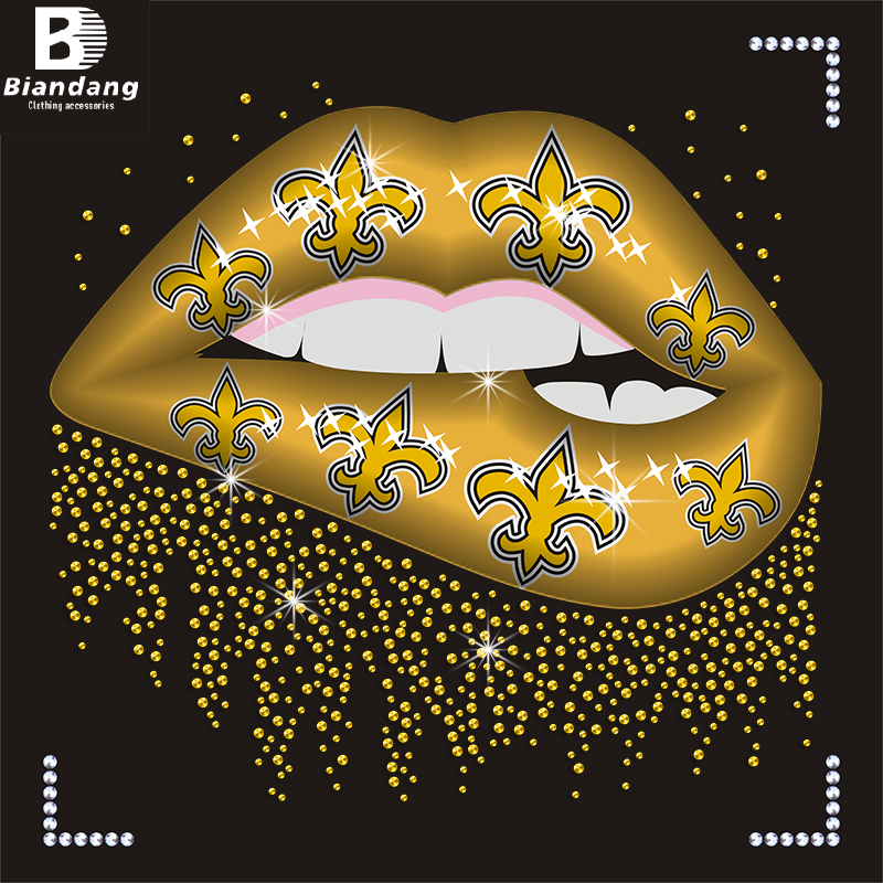 New Orleans Saints Rhinestone Motif Bling Crystal NFL Team Logo Transfer Designs for T-shirts