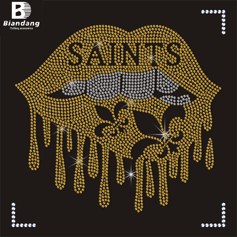 New Orleans Saints Rhinestone Motif Bling Crystal NFL Team Logo Transfer Designs for T-shirts