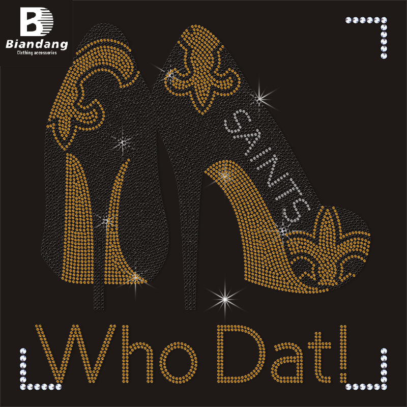 New Orleans Saints Rhinestone Motif Bling Crystal NFL Team Logo Transfer Designs for T-shirts