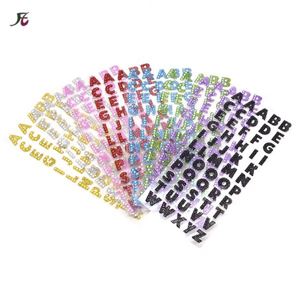 Decorative Rhinestones Stickers Flat Back Adhesive Acrylic and Gel Glitter Foam Gems Letter Stickers A-Z