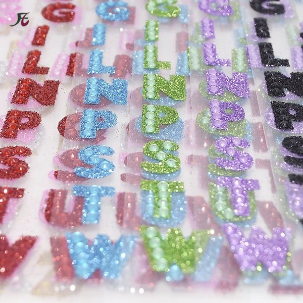 Decorative Rhinestones Stickers Flat Back Adhesive Acrylic and Gel Glitter Foam Gems Letter Stickers A-Z