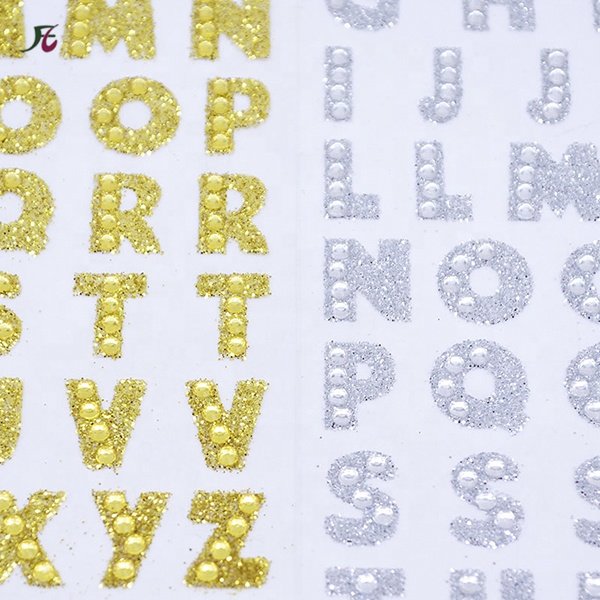Decorative Rhinestones Stickers Flat Back Adhesive Acrylic and Gel Glitter Foam Gems Letter Stickers A-Z