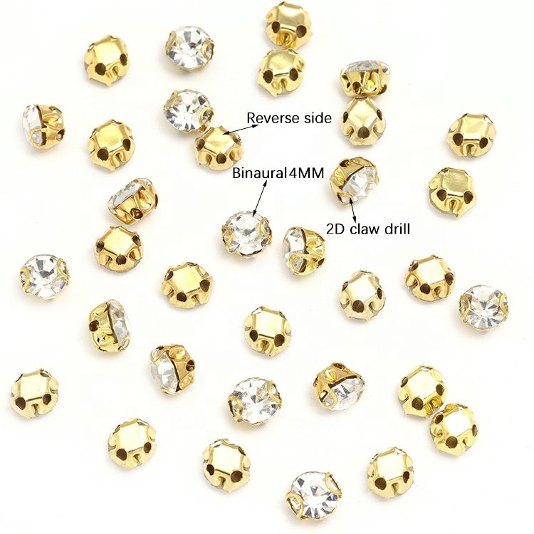 Wholesale 4MM 2D type claw drill DIY rhinestone garments trim auxiliary accessories crystal for claw
