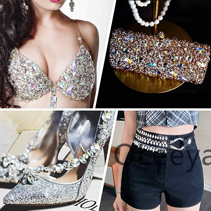 OLeeya A3 Quality Glass Ax Neon Colors Sew On Rhinestones Galactic Shape Bikini Decoration Rhinestone for Leotards Dance Dress