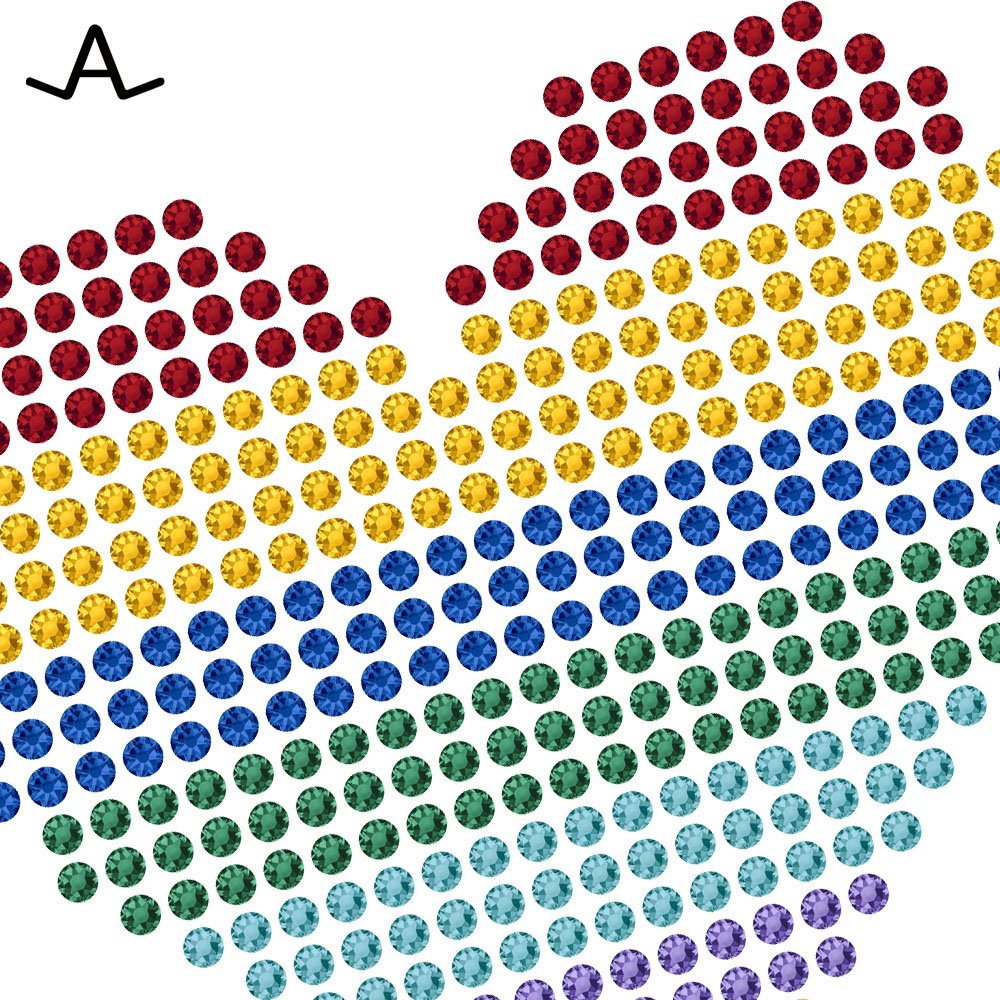 custom rhinestone crystal hotfix transfer rainbow heart for shoes garment hats