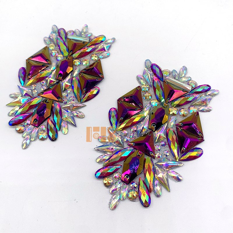 Diamond Rhinestones Patch Hotfix For Carnival Clothing Badges Iron On Applique Rhinestones Decoration
