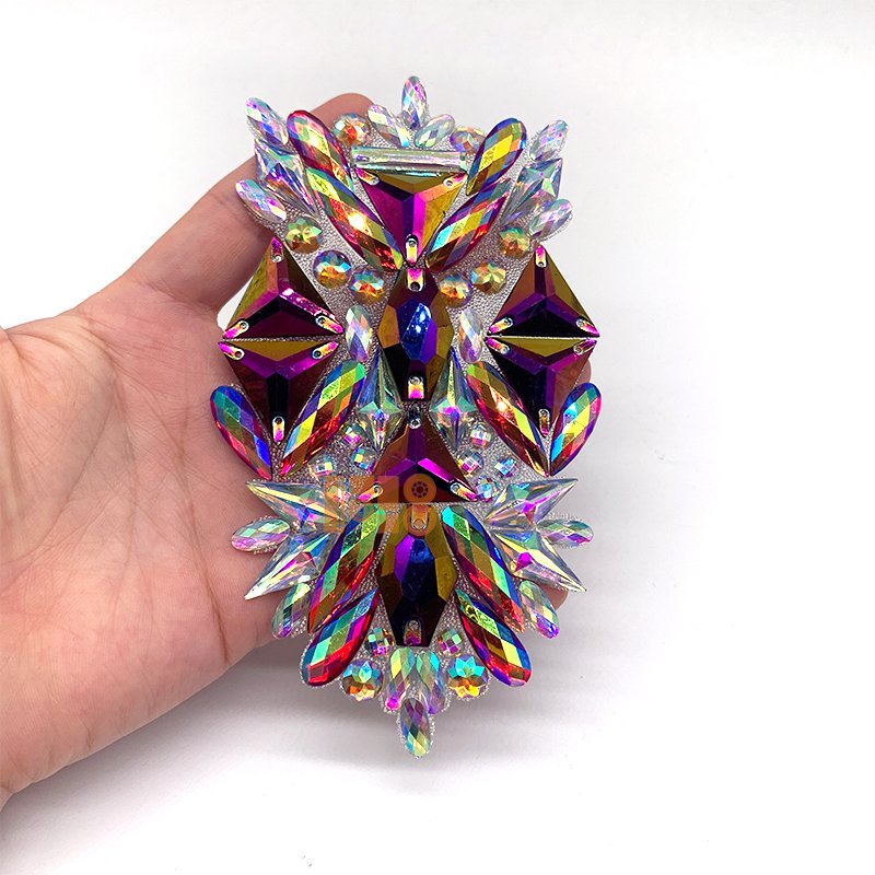 Diamond Rhinestones Patch Hotfix For Carnival Clothing Badges Iron On Applique Rhinestones Decoration