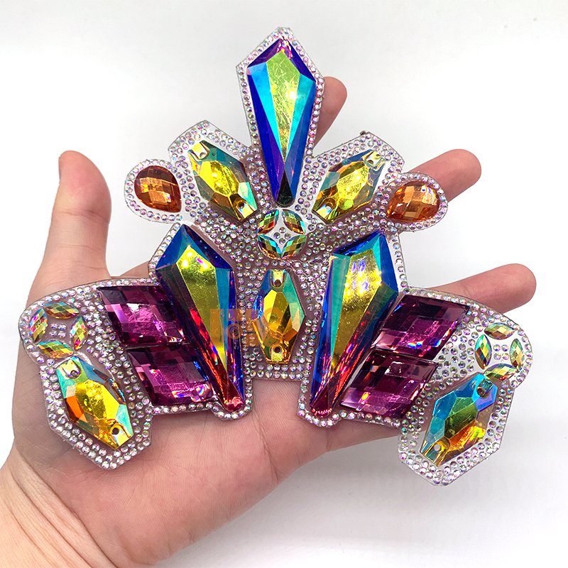 Diamond Rhinestones Patch Hotfix For Carnival Clothing Badges Iron On Applique Rhinestones Decoration