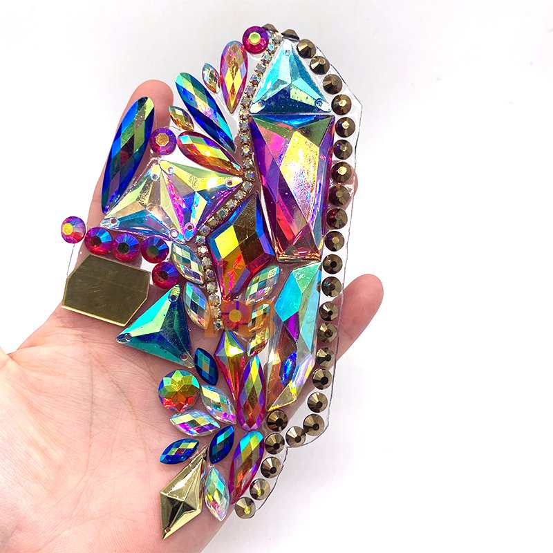 Diamond Rhinestones Patch Hotfix For Carnival Clothing Badges Iron On Applique Rhinestones Decoration