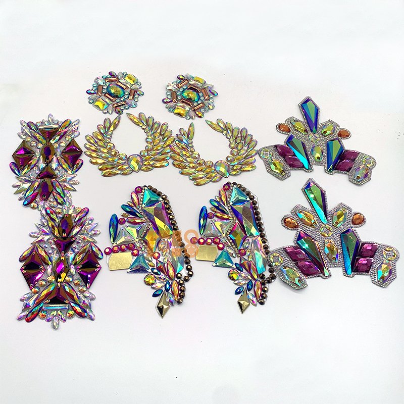 Diamond Rhinestones Patch Hotfix For Carnival Clothing Badges Iron On Applique Rhinestones Decoration