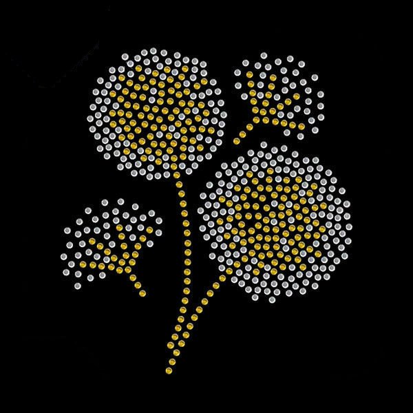 Wholesales Hotfix Rhinestone Transfer Flower Design T-shirt Custom Rhinestone