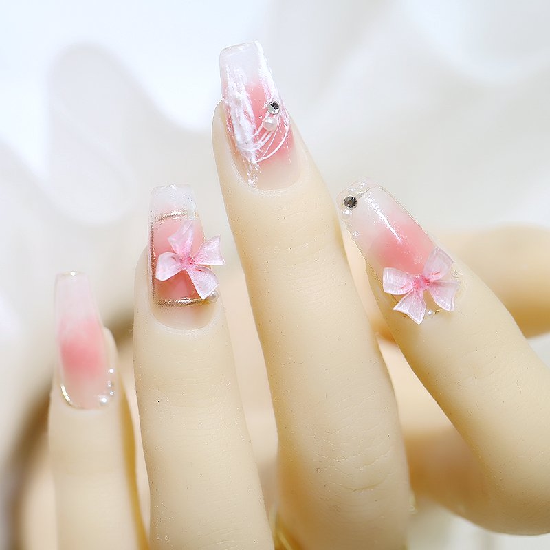 Hot Sale Colorful Bowknot Resin Nail Charms Fairy Ribbon Butterflies Resin Rhinestones Nail Art