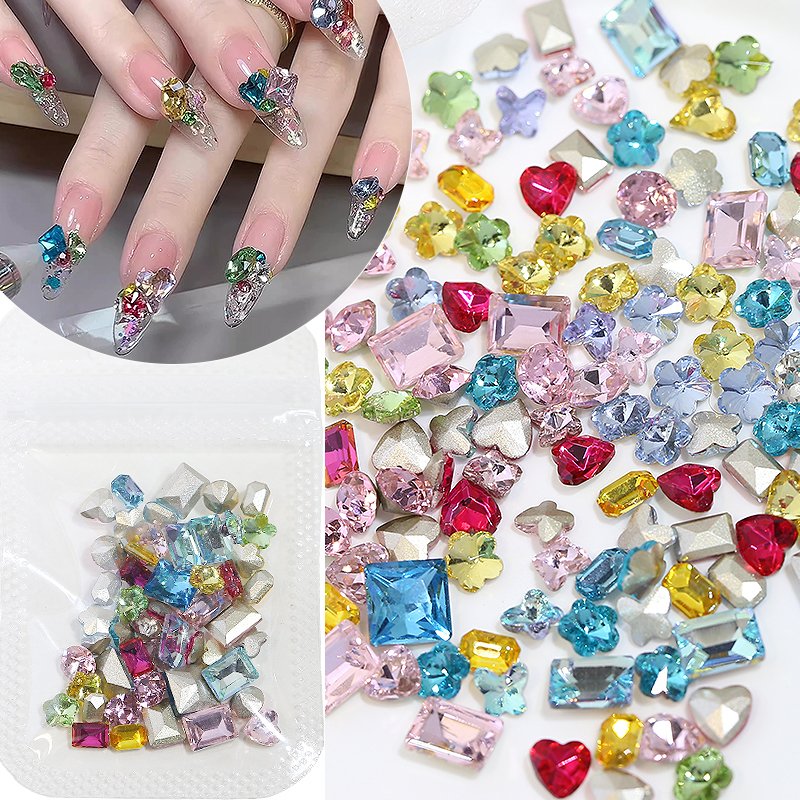 New Arrival Mixed Design Rhinestone Nail Art Random Mixed Shape 4-8mm 3d Nail Diamond Nail Jewelry