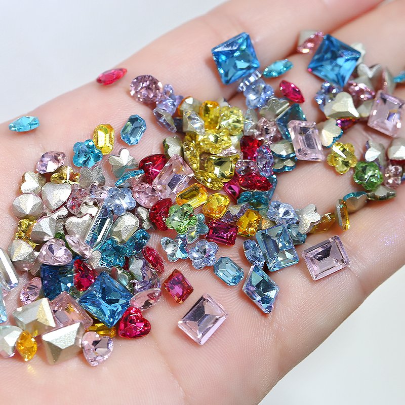 New Arrival Mixed Design Rhinestone Nail Art Random Mixed Shape 4-8mm 3d Nail Diamond Nail Jewelry