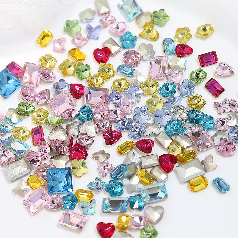 New Arrival Mixed Design Rhinestone Nail Art Random Mixed Shape 4-8mm 3d Nail Diamond Nail Jewelry