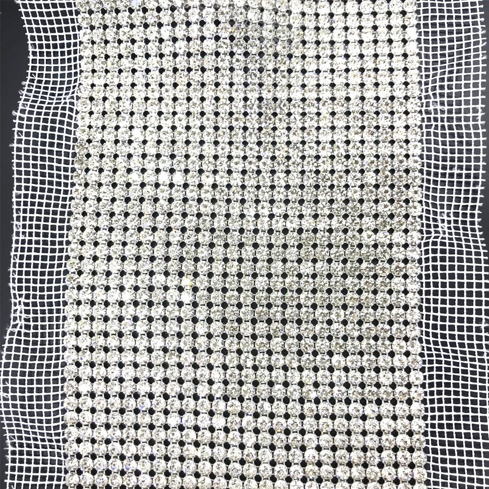 S451 24 Rows Silver color sparkly rhinestone mesh trim bling crystal mesh roll diamond mesh rhinestone ribbon