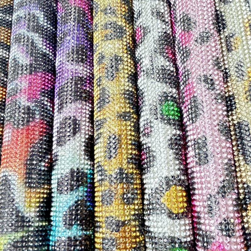 Customized Various Leopard Prints Self Adhesive Rhinestone Sheets Crystal Sticker Double-Sided Rhinestone Sheet