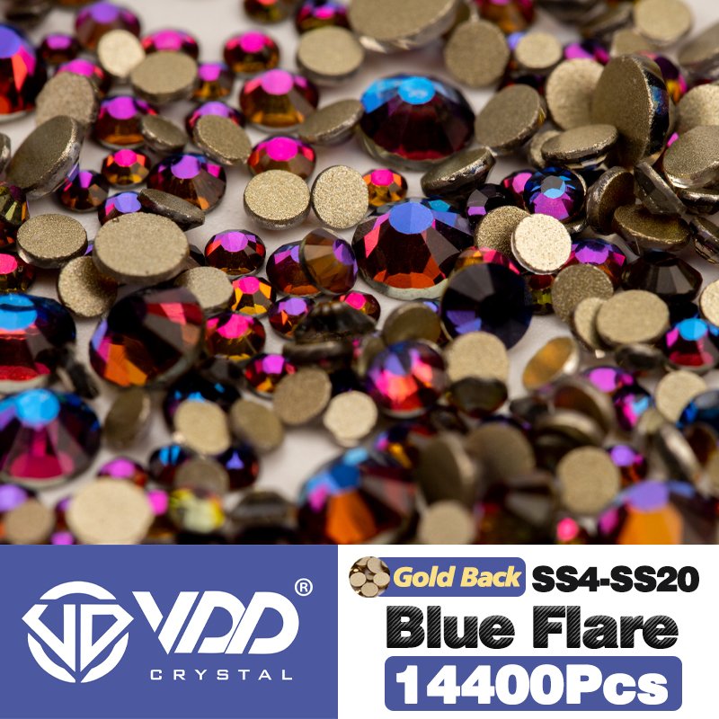 VDD 14400Pcs SS4-SS20 Mix Size Non Hotfix Gold Flatback Crystal Rhinestones Decorations DIY Glitter Stones Nail Art Accessories