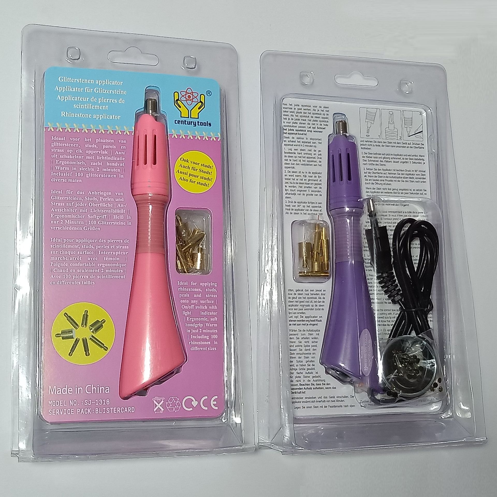 Factory Hotsale Wholesale Price US EU Plug Pink Purple Color Crystal Iron On Rhinestone Hot Fix Applicator
