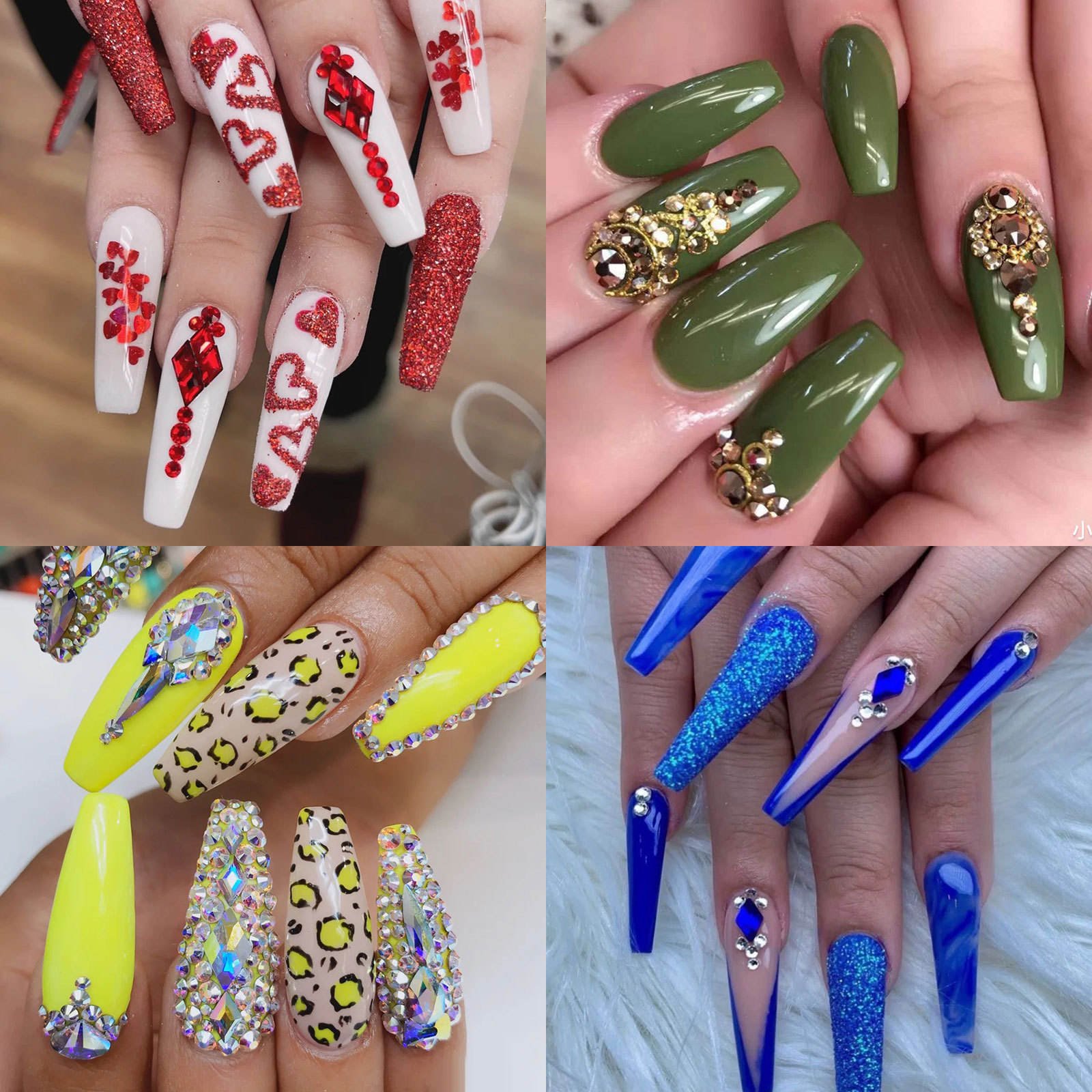 Factory Direct Sales Mix Size Nails Art Crystal Cristal Decoration Red Flat Back Rhinestone Set Kits Stone For Nail