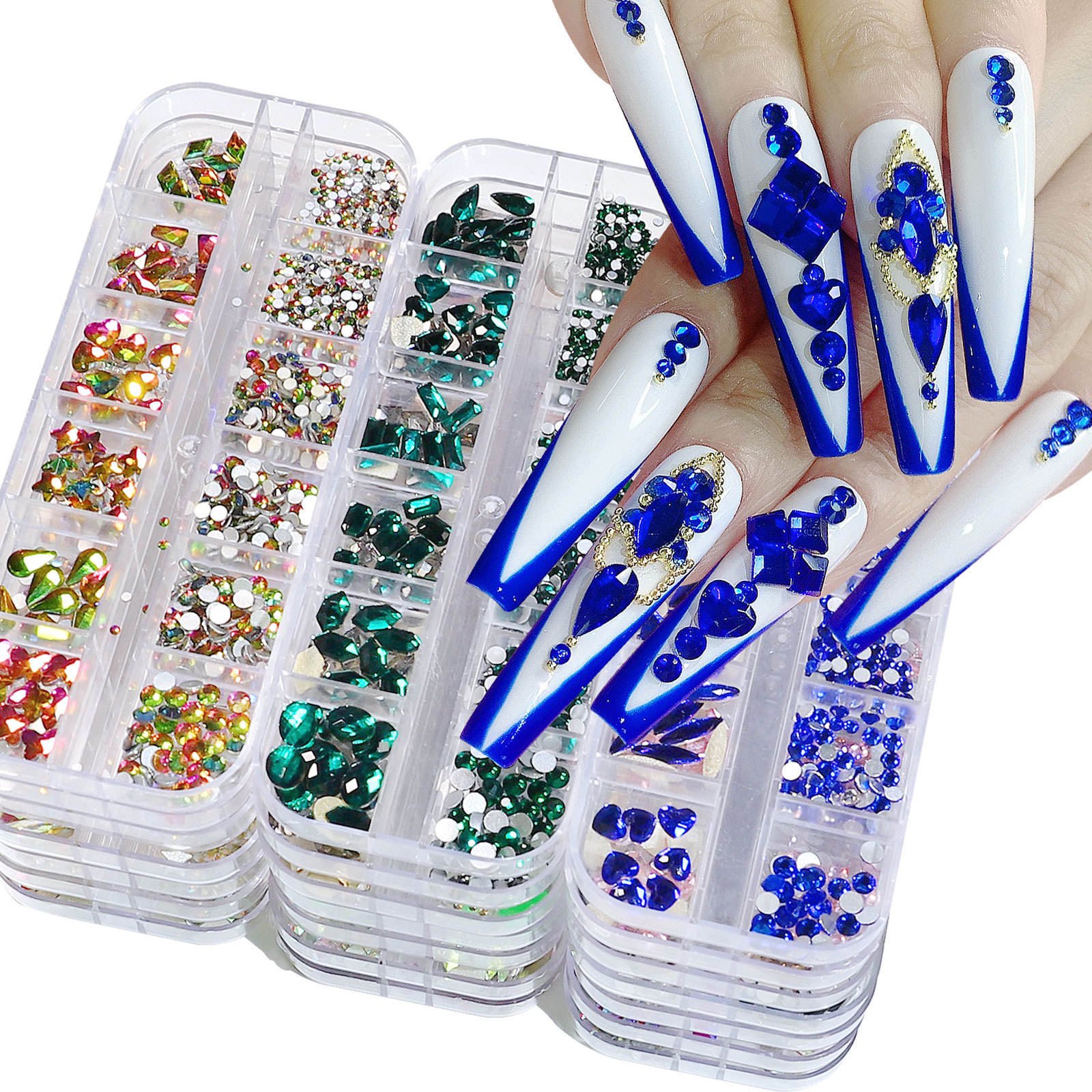 Factory Direct Sales Mix Size Nails Art Crystal Cristal Decoration Red Flat Back Rhinestone Set Kits Stone For Nail