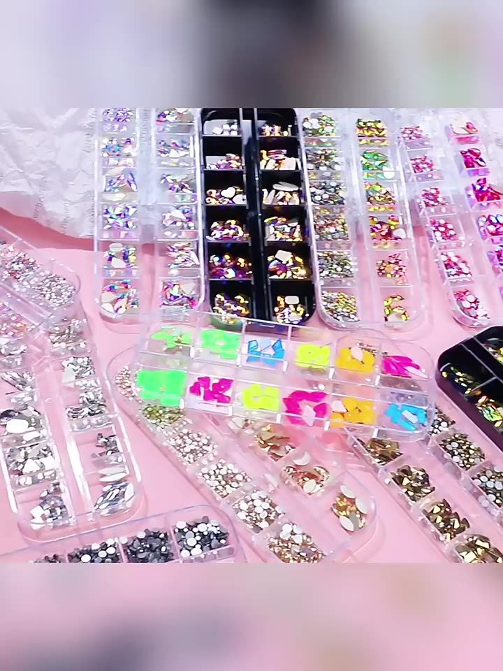 Factory Direct Sales Mix Size Nails Art Crystal Cristal Decoration Red Flat Back Rhinestone Set Kits Stone For Nail