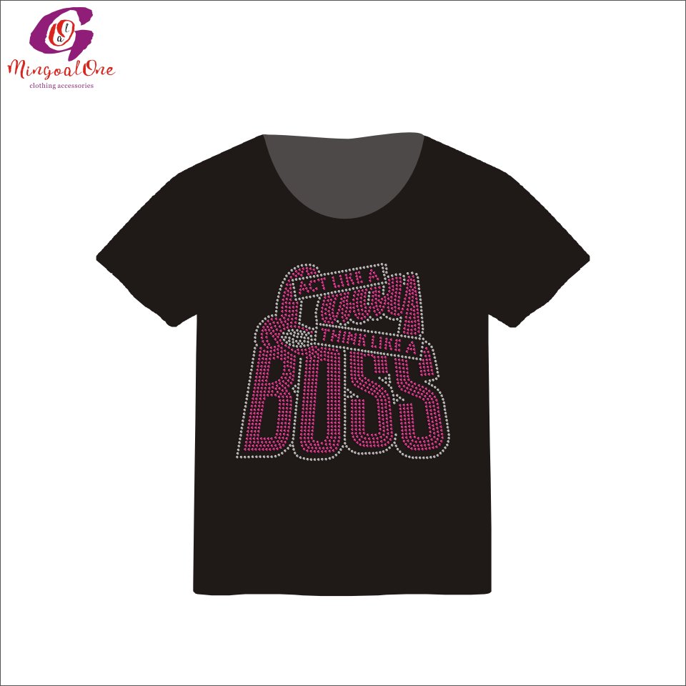 Best Sell Shiny Custom Pink Ribbon Rhinestone Heat Transfer Popular Cancer Ribbon Hot Fix Rhinestone Transfer Design for Shirt