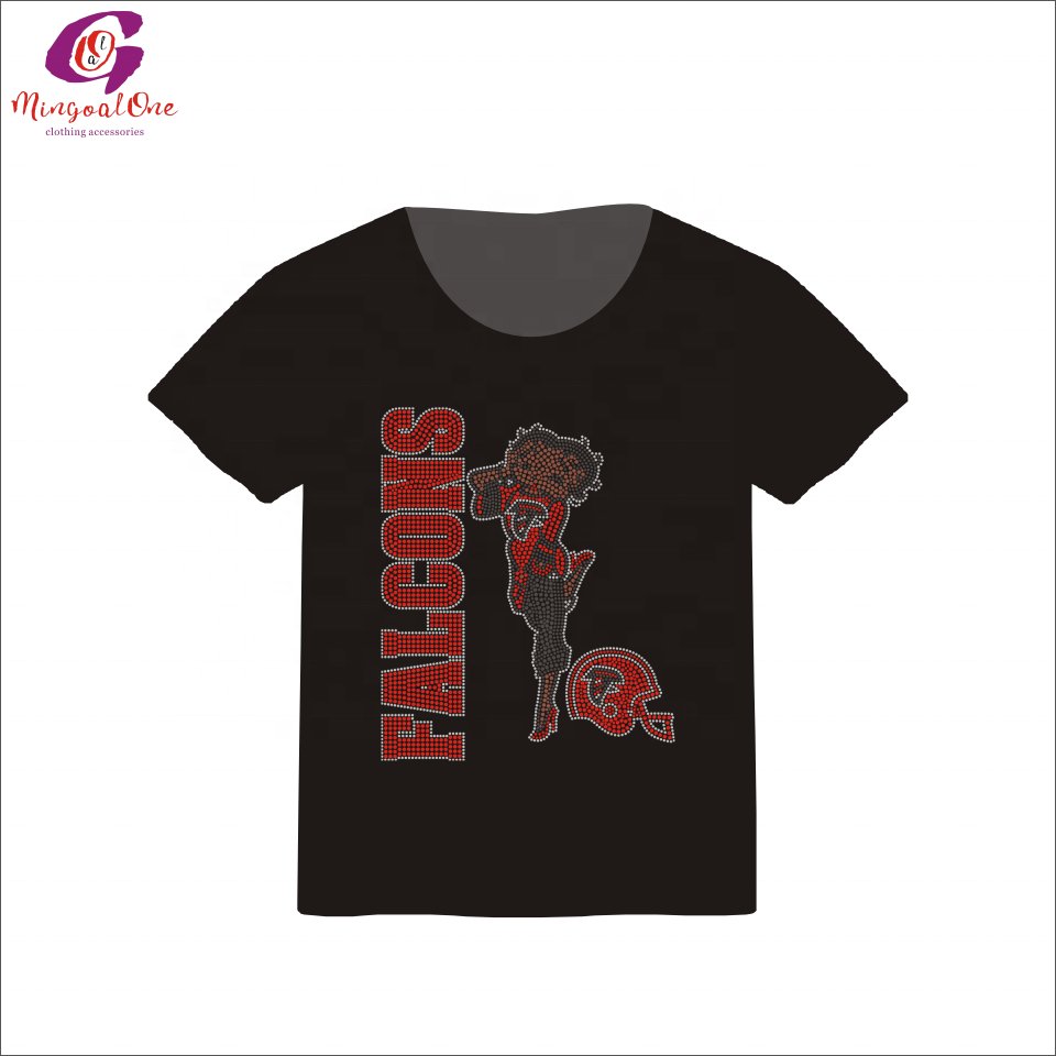 Factory Price Custom NFL Team Symbol Logo Hot Fix Rhinestone Transfer Customized Sport Team Logo Design Iron On Rhinestone Shirt