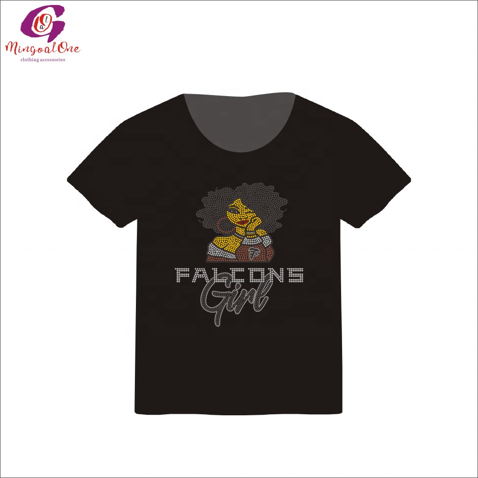 Factory Price Custom NFL Team Symbol Logo Hot Fix Rhinestone Transfer Customized Sport Team Logo Design Iron On Rhinestone Shirt