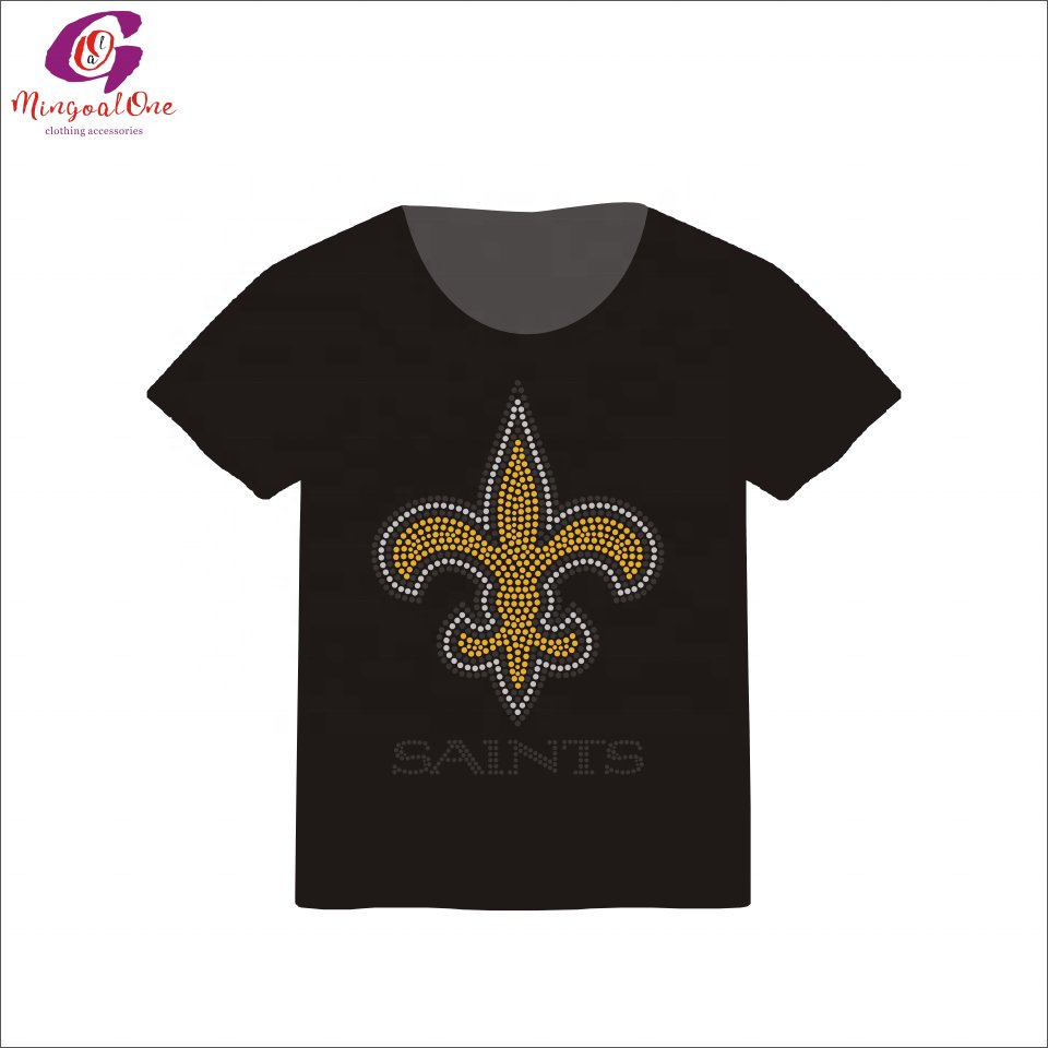 Factory Price Custom NFL Team Symbol Logo Hot Fix Rhinestone Transfer Customized Sport Team Logo Design Iron On Rhinestone Shirt