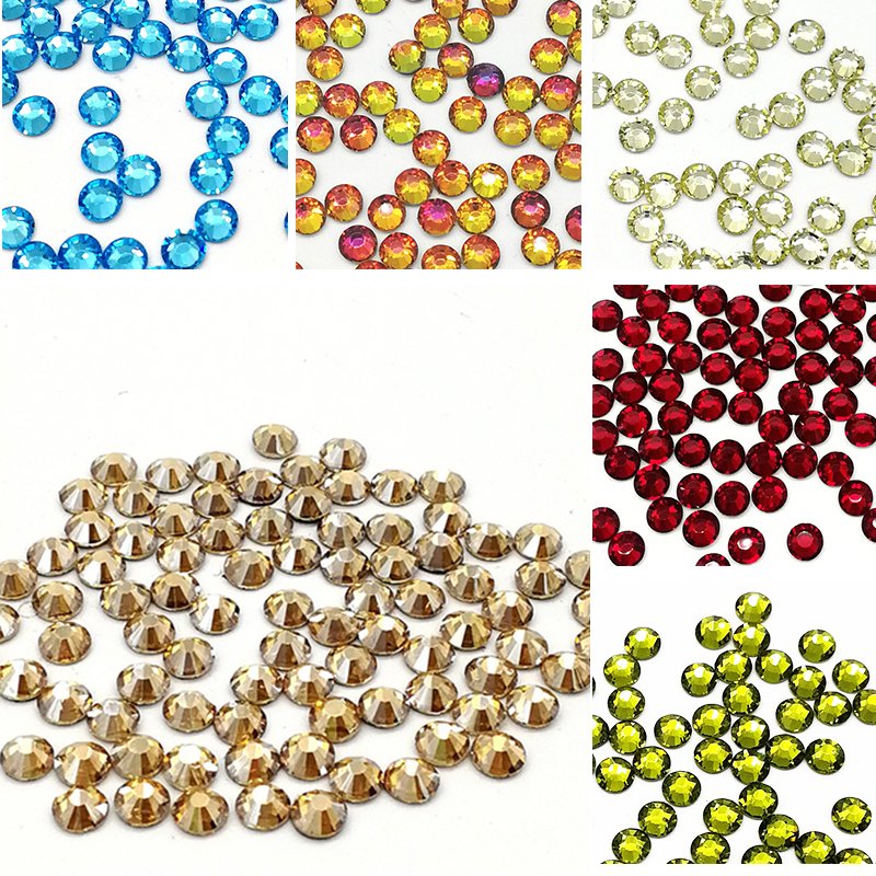 Multiple colors SS3 -SS34 Round AB Crystal Strass Stone Non Hotfix Flatback Glass Bulk Crystal Rhinestones For Cloth DIY Crafts