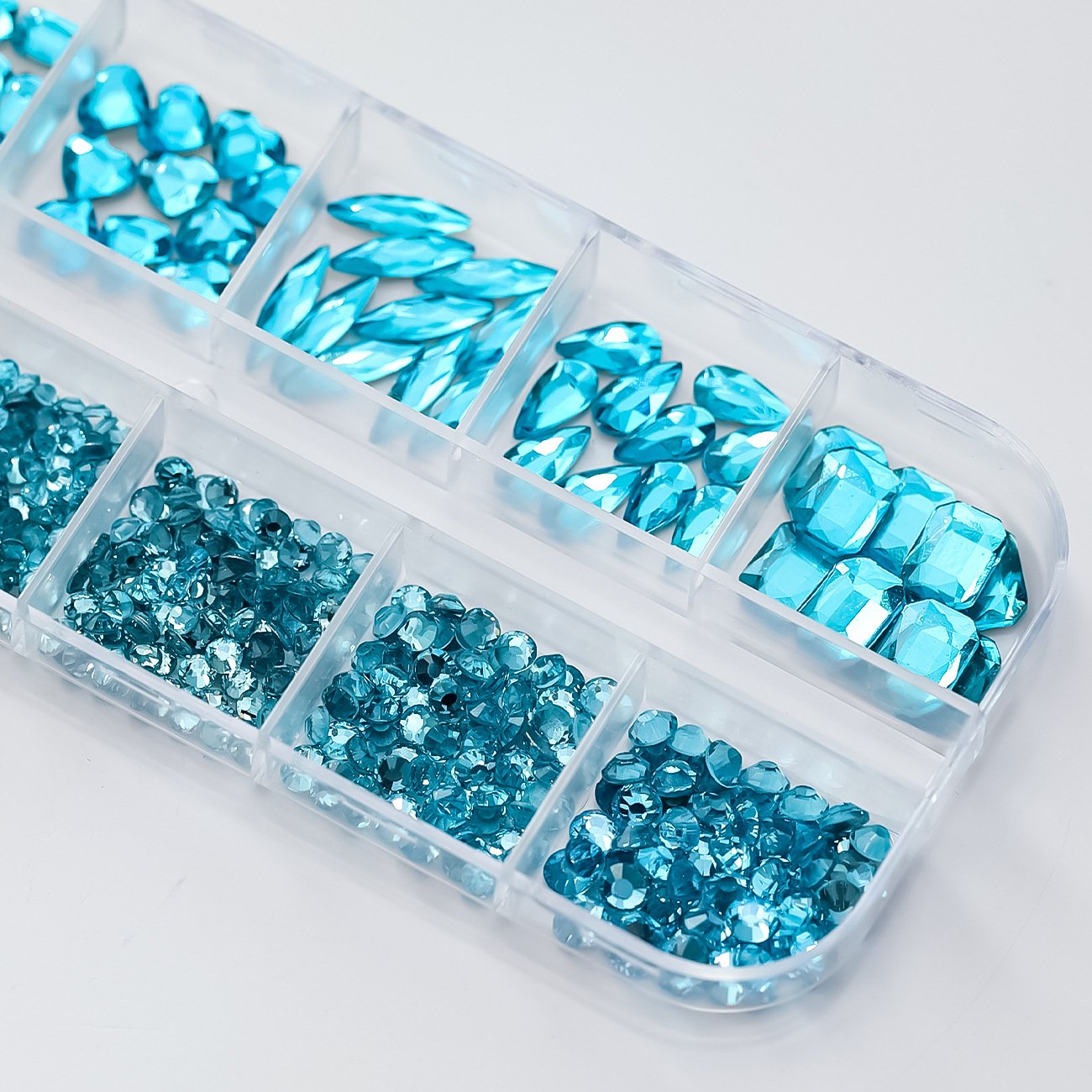 Wholesale Luxury Rhinestone Set 12 Grids Mixed Shape Flat Back Different Shape Nail Rhinestones