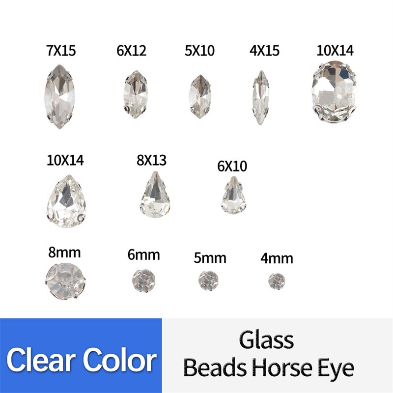 Shuaizhi Wholesale Round Drop Navette D Shape Glass Rhinestones With Claw Setting Sew on Stone Clothing DIY Decorate