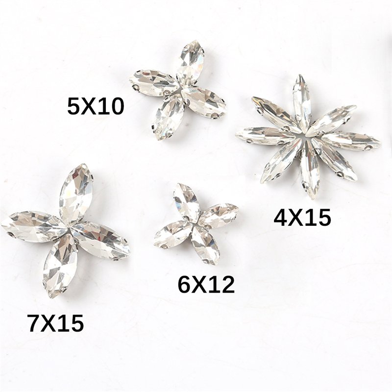 Shuaizhi Wholesale Round Drop Navette D Shape Glass Rhinestones With Claw Setting Sew on Stone Clothing DIY Decorate