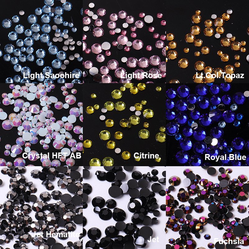 2023 New 12 Grid Ab Crystals Nail Decoration Nail Art Rhinestone Color Diamond Mix Shiny Flatback Rhinestone