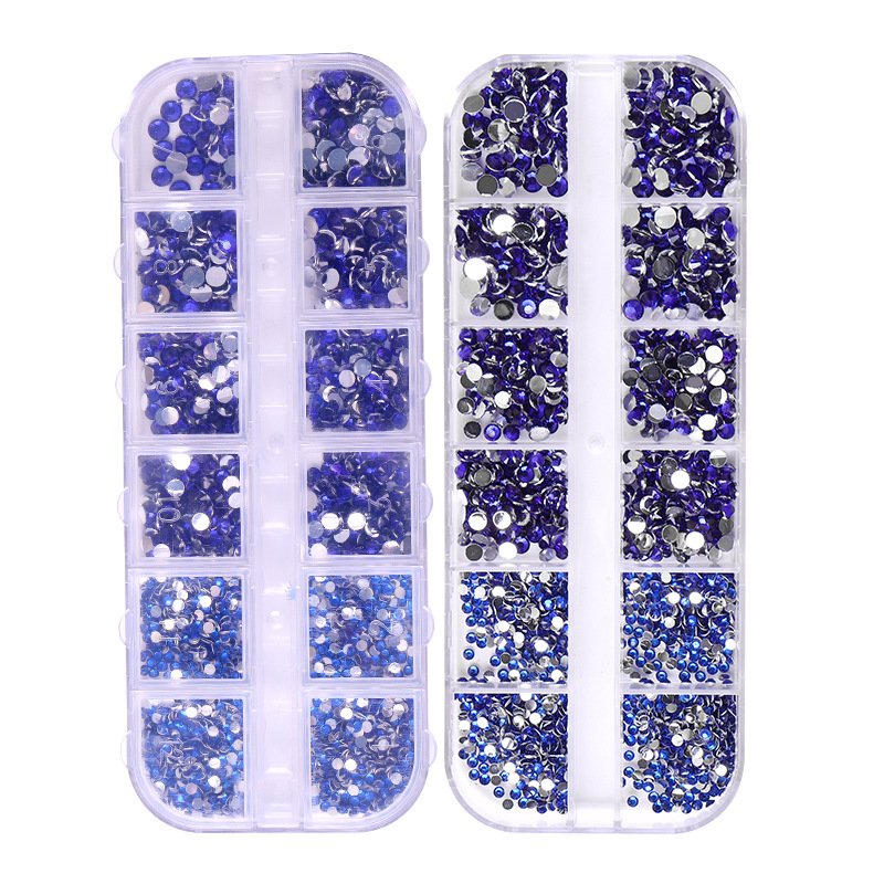 2023 New 12 Grid Ab Crystals Nail Decoration Nail Art Rhinestone Color Diamond Mix Shiny Flatback Rhinestone