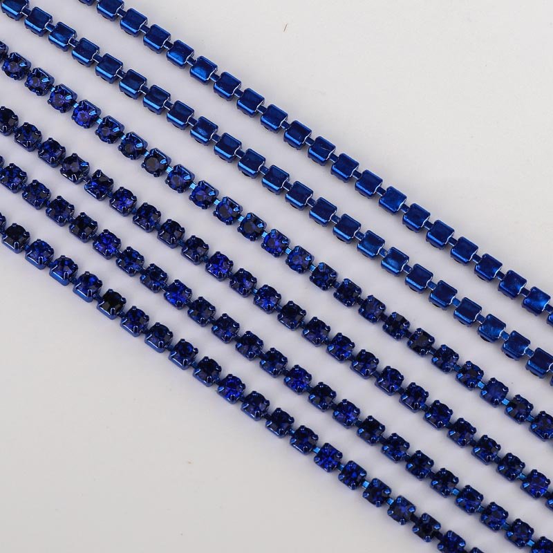 Wholesale Crystal Glass rhinestone cup chain Sew on Trimming Close Cup Rhinestone Chains for Shoes Boots Decoration