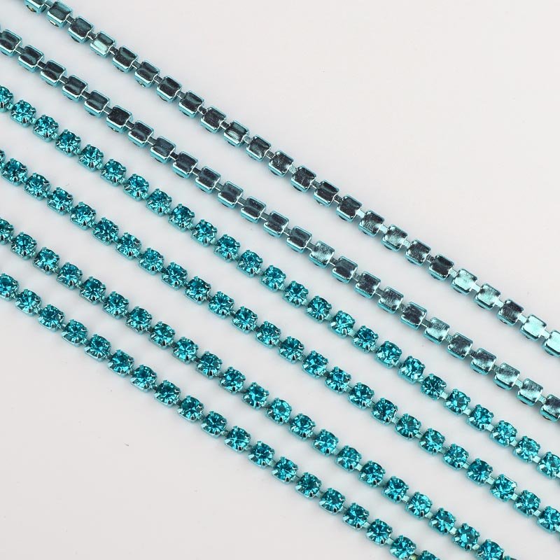 Wholesale Crystal Glass rhinestone cup chain Sew on Trimming Close Cup Rhinestone Chains for Shoes Boots Decoration