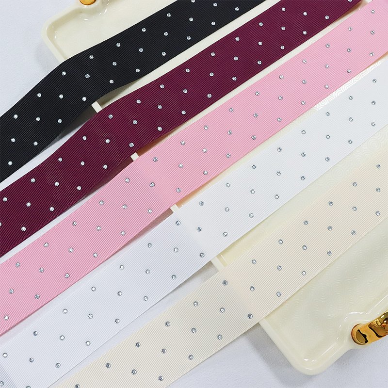 High Quality Crystal Rhinestone Grosgrain Ribbon Diamond Bling Ribbon Wrap